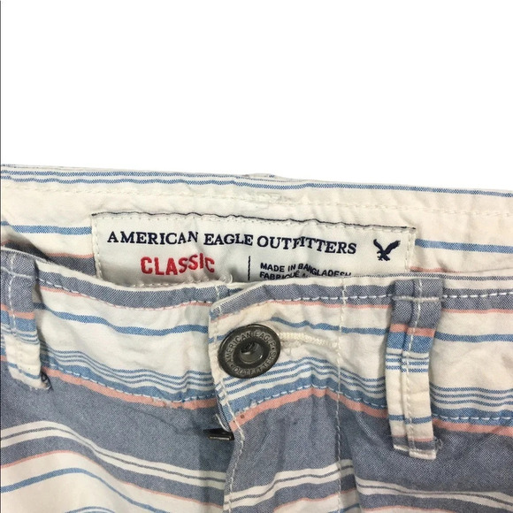 American Eagle Outfitters Blue and White Striped Men's Shorts - Picture 2 of 4